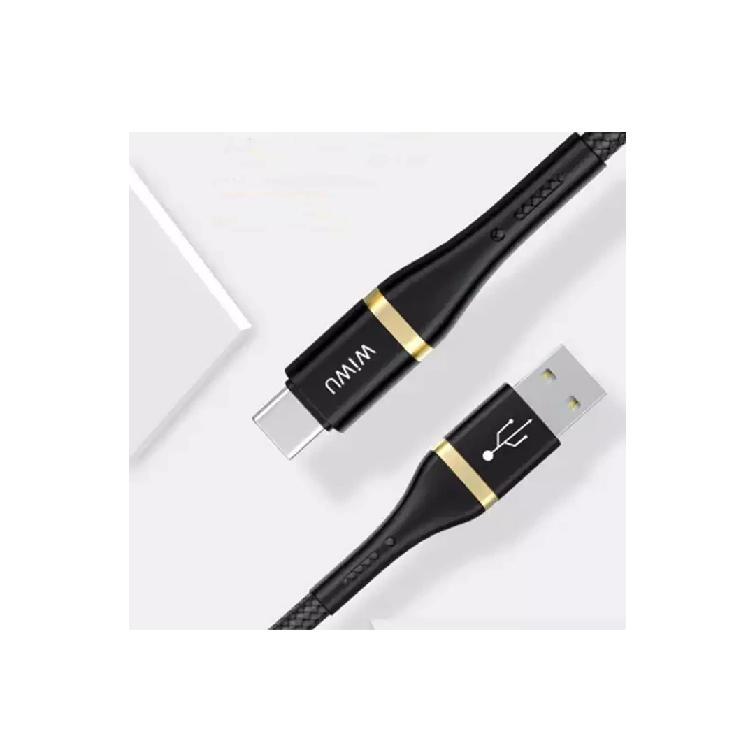 Wiwu ED-1012MB Elite كابل بيانات ED-101 2.4A USB إلى Type-C 2M - أسود  Wiwu ED-1012MB Elite كابل بيانات ED-101 2.4A USB إلى Type-C 2M - أسود